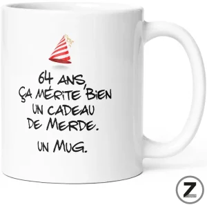mug humour ANNIVERSAIRE DE MERDE 64 ANS