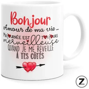 mug humour BONJOUR AMOUR DE MA VIE